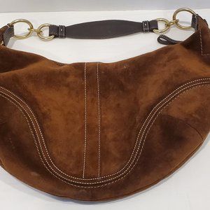 Coach Chocolate Suede Hobo Bag Zip Shoulder Bag